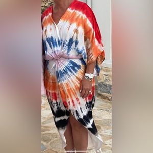 Multi colored dress, great for beach / outdoor occasions.
